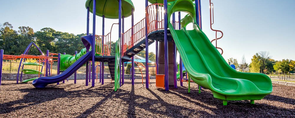 Park Playground With Rubber Mulch